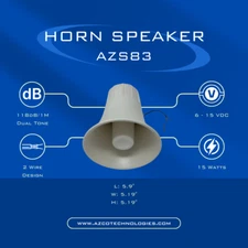 Power Horn Speaker/Siren, Security, Public Announcement, Wall Mount. 8Ohm. AZS83