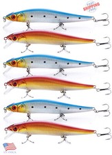6 Nuevos Señuelos de Pesca de Minnow para Agua Fresca, Agua Salada