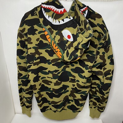 Bape By A Bathing Ape Men's M Camo Shark Full Zip Hoodie
