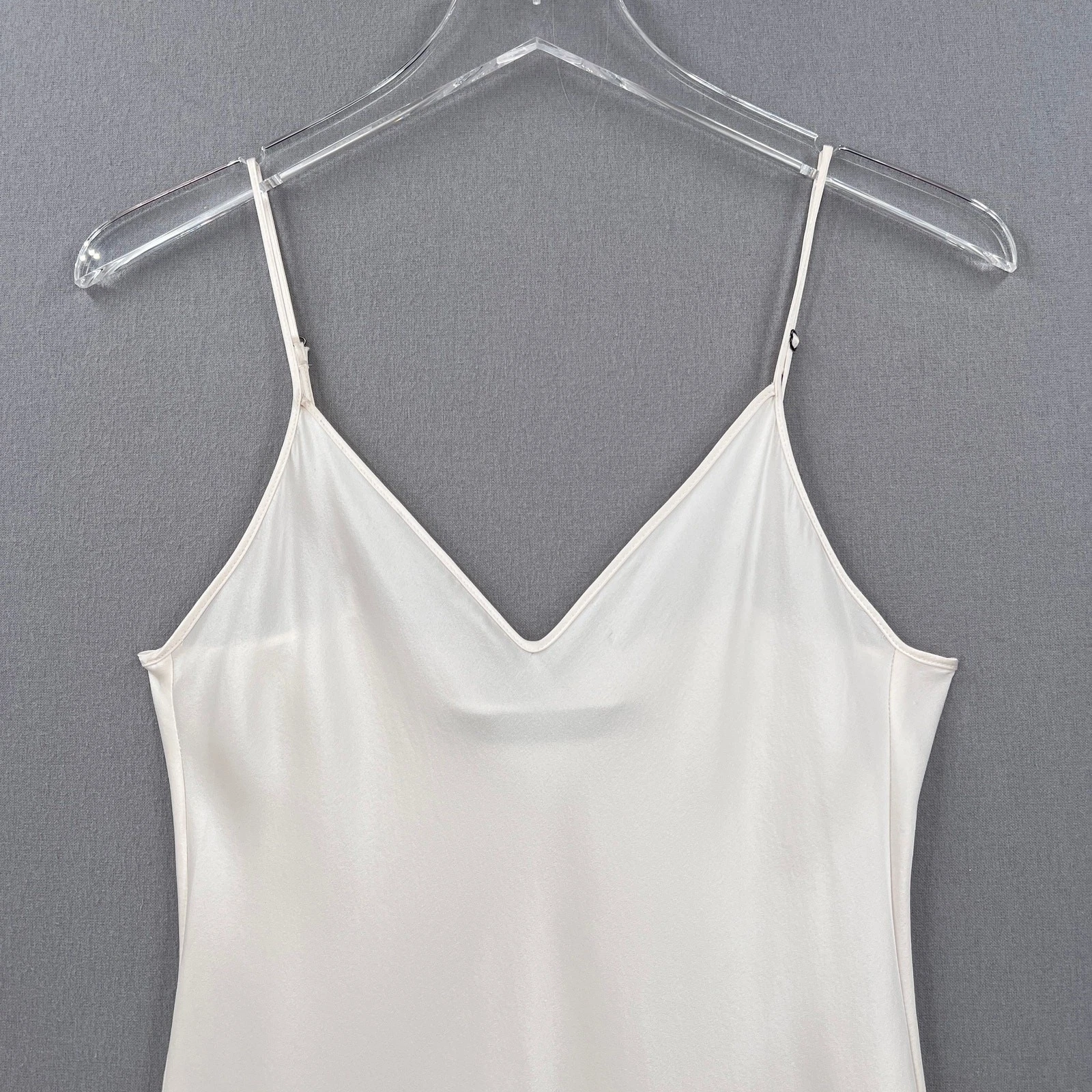 OFF WHITE Abito donna ENZA COSTA taglio bias seta slip S M bianco sporco scollo a V maxi spalline NUOVO