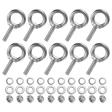 10-Sets Stainless Eyebolt M8x30mm Shoulder Lifting Eye Bolt with Nuts Washers