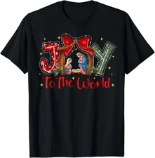 Joy To The World Jesus Christian Christmas Xmas Tree Holiday T-Shirt
