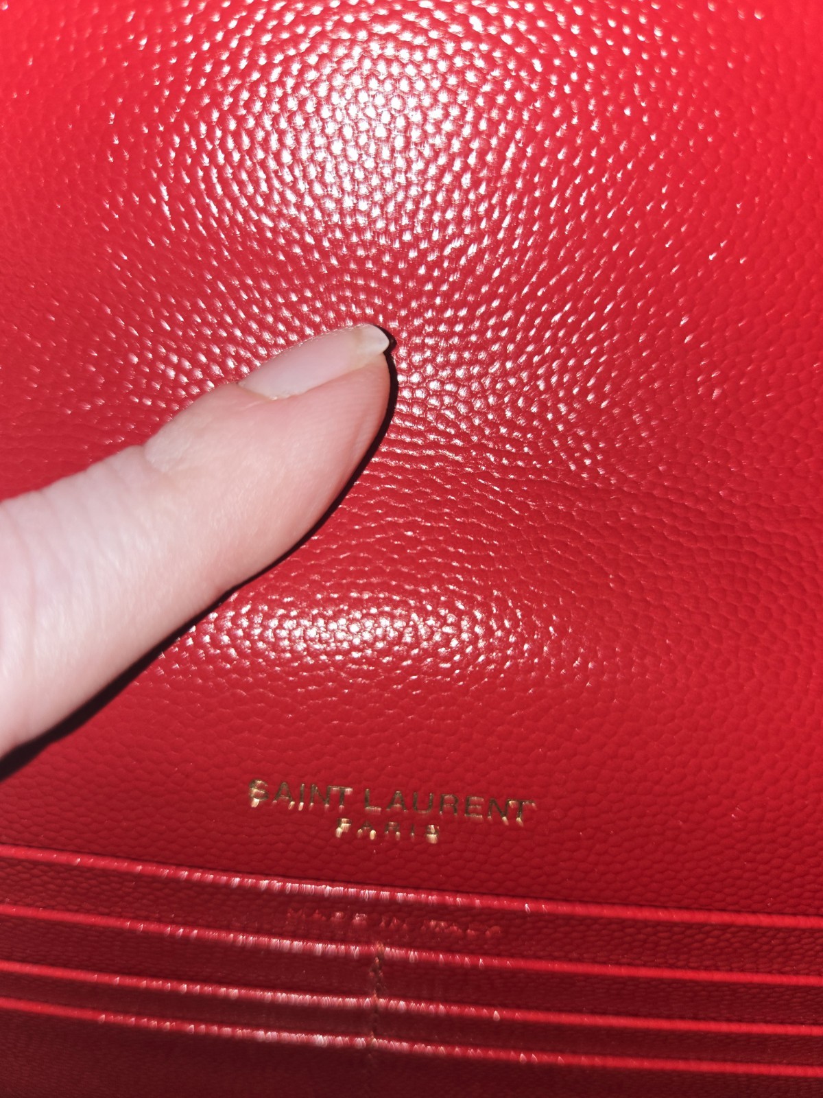 Yves Saint Laurent YSL Red Grain De Poudre Envelope Wallet On A Chain image 6