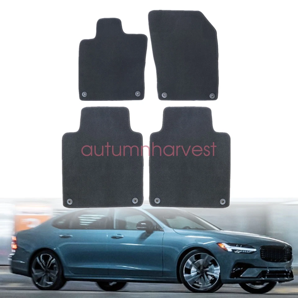 Alfombrillas de terciopelo delanteras y traseras negras 4 piezas nuevas para Volvo S90 2017-2023 Foto 2 de 4