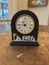 Black Wedgwood Mantle Or Desk Clock- Wedgwood’s Signature Authentication.