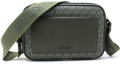 NEW MICHAEL KORS MAEVE LG EW Crossbody Pocket Coated MK Signature Ivy/DK Green