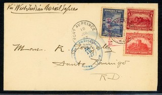 HAITI Early Aerophilately: LOT #8 1927 JUL WIAE PORT AU PRINCE STO DOMINGO $$$