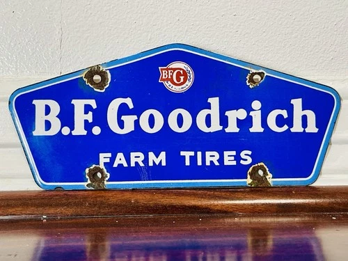 B.F. Goodrich Farm Tires Classic Vintage Advertising Porcelain Enamel Sign