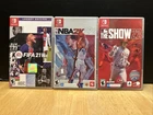 FIFA 21- NBA 2k 22 - MLB THE SHOW 22 Nintendo Switch game cartridges