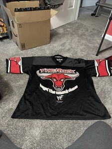 Vintage 1999 The Rock WWF Trinity Athletic Gear Black Men’s Large Mesh Jersey