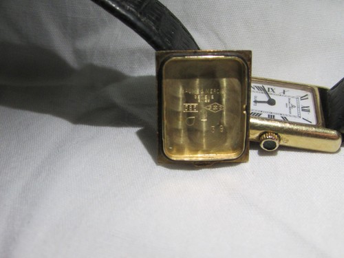 14KARATOWE ZŁOTO BAUME MERCIER ZEGAREK TANK CASE Z GUCCI SZWAJCARSKIM MECHANIZMEM KWARCOWYM - Zdjęcie 10 z 13