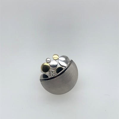 Breuning Sterling Silver and 14k Yellow Gold Ring