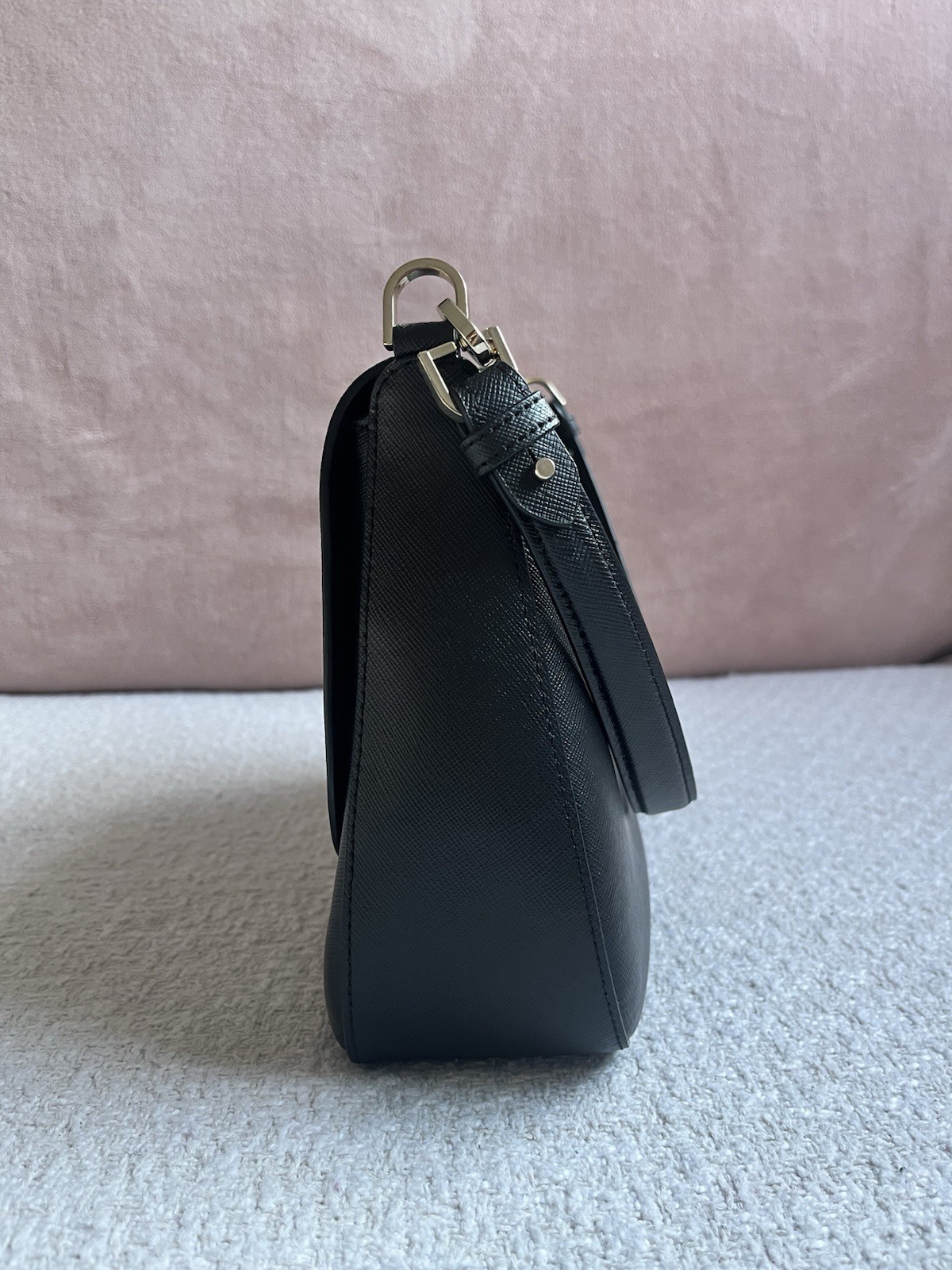kate spade new york Black Saffiano Leather Flap Shoulder Bag Detachable ...