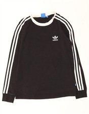 Adidas Womens Top Long Sleeve UK 8 Small Black Colourblock Cotton DW20
