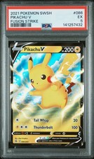 2021 Pokemon Sword & Shield SWSH Fusion Strike PIKACHU V #086/264 PSA 5 EX holo