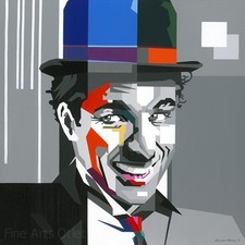 Charlie Chaplin by G. Mendez - Embellished Giclee -  Size: 48