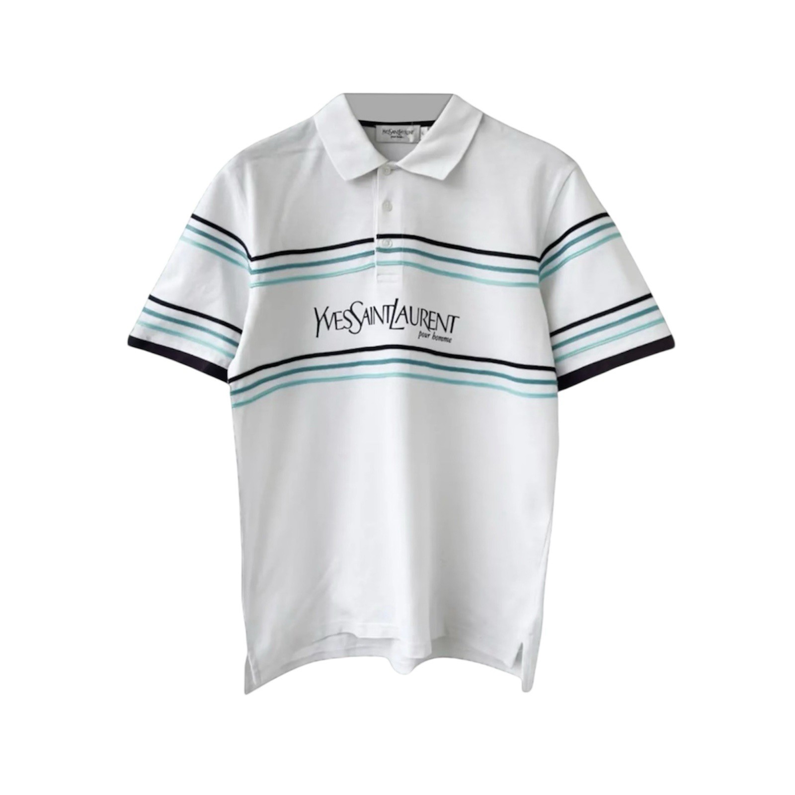 POLO UOMO VINTAGE YSL YVES SAINT LAURENT A RIGHE CLASSICA STILE OLDey MONEYa TAG