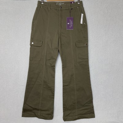 Gloria Vanderbilt Wide Leg Cargo Jeans Women's Size 10 (32x31) Green Stretch