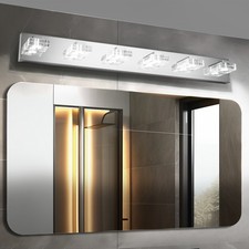 6 Lights 38" Bubble Crystal Vanity Light Bathroom Mirror Chrome Wall Lamp Sconce