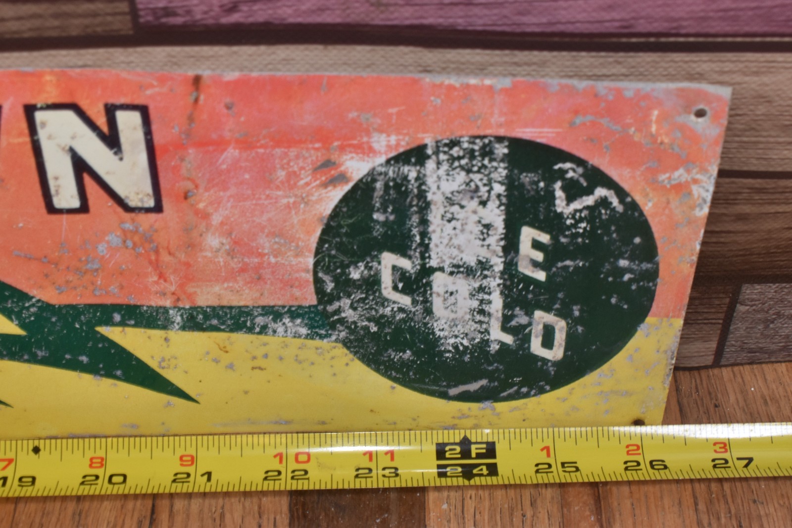 RARE VIntage 1940s We Serve Ice Cold Royal Crown RC Cola Soda Advertising Sign