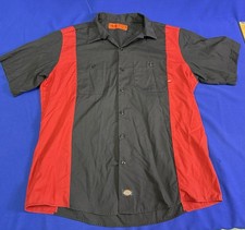 Dickies Red Black Short Sleeve Button Up Work Shirt XL LBS024BKER Mechanic