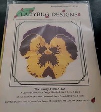 VTG Ladybug Designs Cross Stitch Pansy #lb02180 Made In USA Arizona