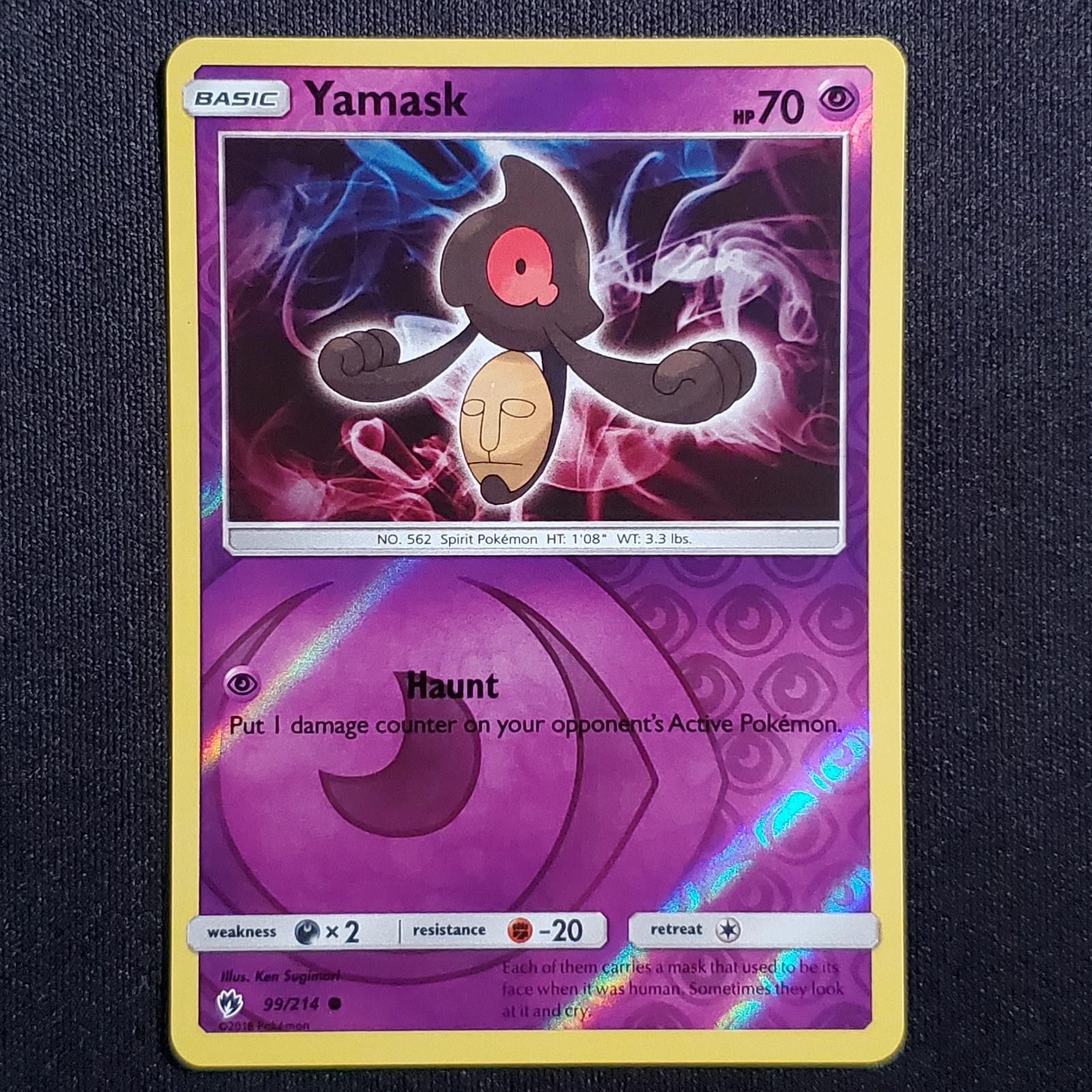 Yamask 99/214 Reverse Holo Common Lost Thunder Pokemon Lightly Played