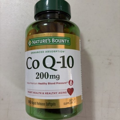 Nature's Bounty CoQ10 200 mg Dietary Supplement 80 Softgels Exp 05/2027