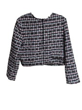 Ann Taylor Tweed Jacket Size 12 Pink Blue Cropped Boucle NWT Women's