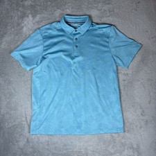 Tommy Bahama Polo Shirt Mens Medium Blue IslandZone Performance Golf Floral