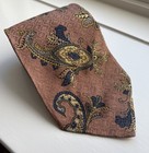 Genuine Burberrys of London Luxury Brown Paisley Silk Tie (Made In USA) 57x4”