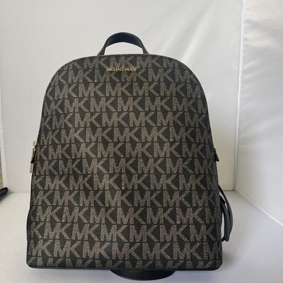  MICHAEL KORS CINDY LARGE BACKPACK MK LOGO BLACK/GOLD COLOR NWT $298