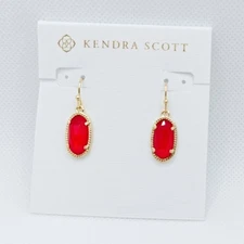 New Kendra Scott Lee Gold Drop Earrings In Red Illusion