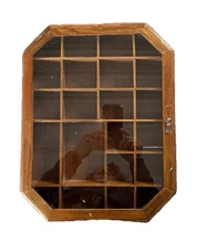 15” Vintage French Wood Storage Shelf Box with Glass Door