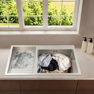 Stainless Steel Laundry Sink Washboard Laundry Sink With Household 80*48cm