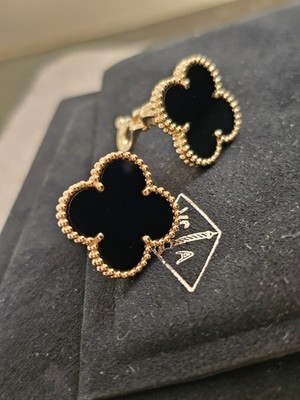 Van Cleef & Arpels Magic Alhambra EARRING BLACK Onyx Yellow Gold 18k Excellent 