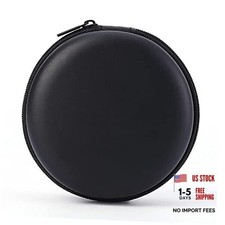 Earphone Case Headphone Earbud Hard Protective Carrying Case Bag Black Round
