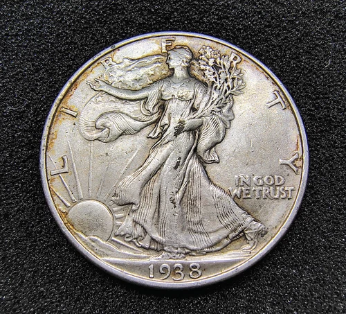 1938-P Walking Liberty Half Dollar 50C - Philadelphia - XF+ Det. - Old Cleaning