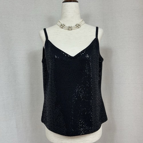 St. John Evening Black Sequin Sleeveless Tank Top