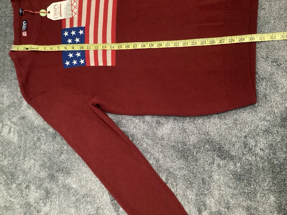 Chaps Sweater Mens Size L  Red US Flag Pullover Crew Neck Ralph Lauren - NEW - Image 4 of 4