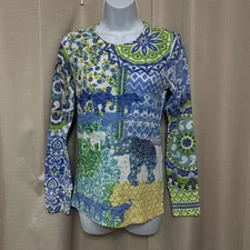 Whimsy Rose Waffle Thermal Long Sleeve Shirt Women's Size Small Elephant Print