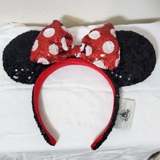 Walt Disney World Minnie Mouse Girls Sequin Ears Polka Dot Bow Headband Cosplay