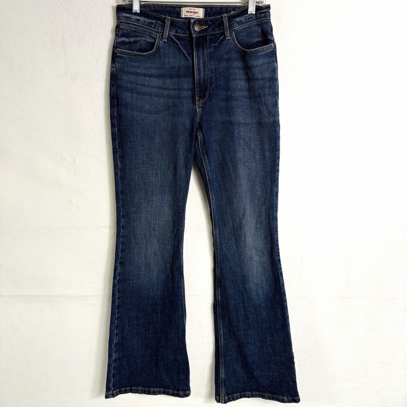 Wrangler Womens Jeans High Rise Fierce Flare Size 8 Dark Wash Blue Denim 30x32