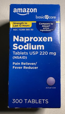 300 Count Naproxen Sodium 220 mg Tablets - Fast-Acting Pain & Fever Relief