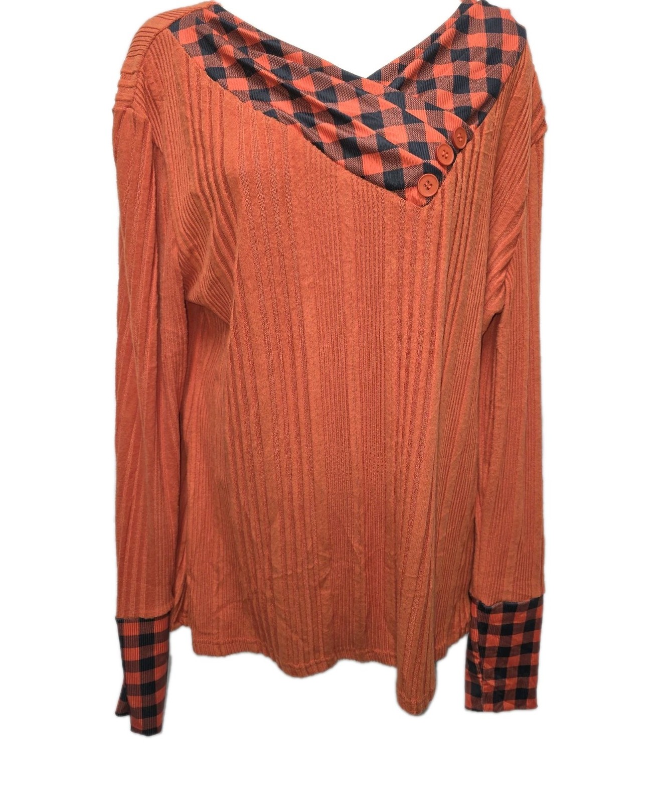 Autumn Patchwork Plaid Orange Black Asymmetrical … - image 2