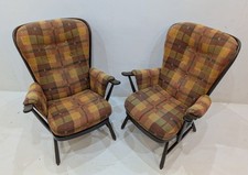 2 x Ercol Evergreen 19132 High Backed Armchair - Dark Brown / Autumn Colours
