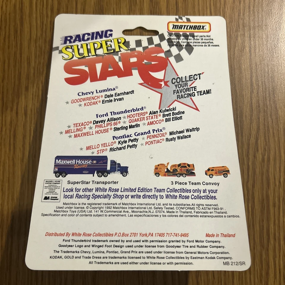 Matchbox NASCAR 1992 Racing Super Stars 1/64 Brett Bodine #26 Quaker State NUEVO Foto 3 de 3