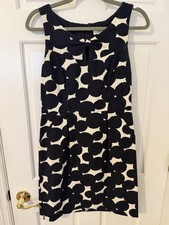 Ann Taylor LOFT sleeveless navy and white polka dot dress with pockets Size 2