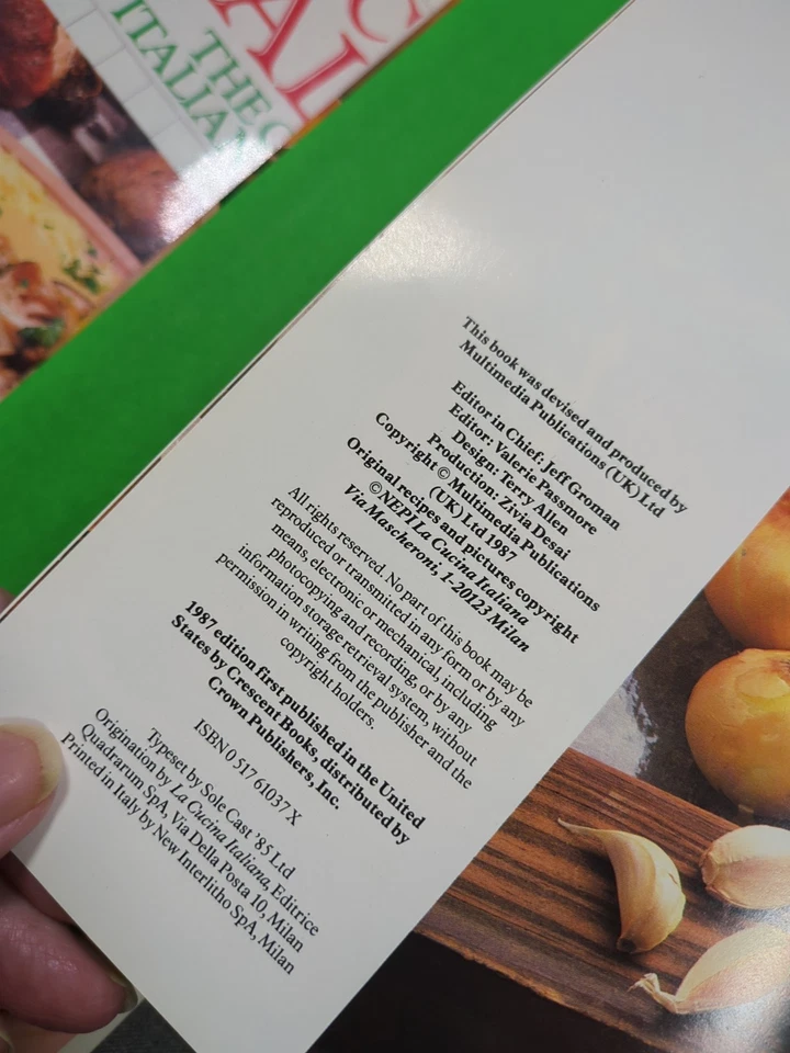 Vintage 1987 La Cucina Italiana The Complete Italian Cookbook Illus. Hard Cover - Imagem 3 de 4