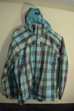 North Face HYVENT Taped Seams Rain Jacket GIRLS XL 18 Fun Green Gray Plaid